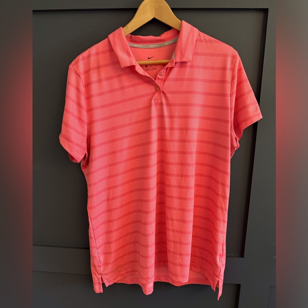 Nike Coral Striped Golf Polo